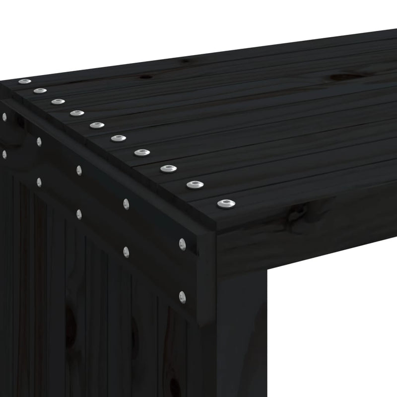 Garden Bench Extendable Black 212.5x40.5x45 cm Solid Wood Pine