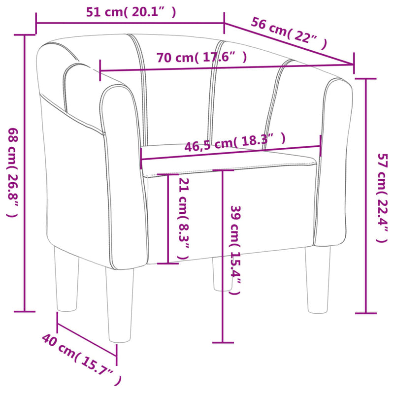 Tub Chair Purple Fabric