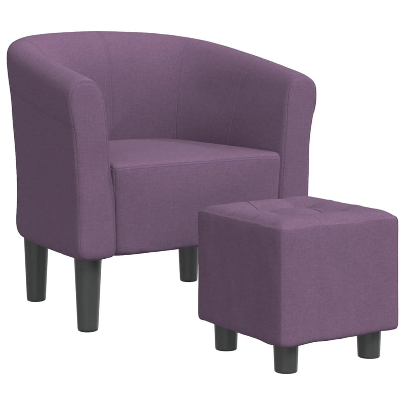 Tub Chair with Footstool Purple Fabric