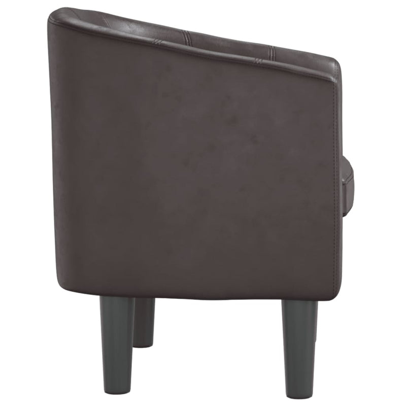 Tub Chair Brown Faux Leather