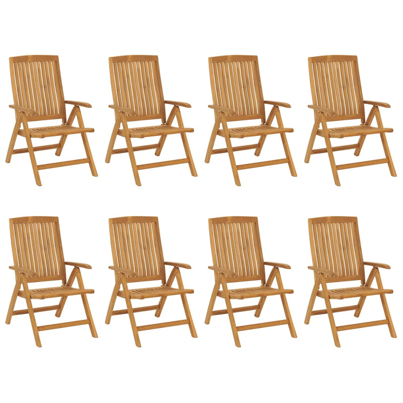 Reclining Garden Chairs with Cushions 8 pcs Solid Wood Teak