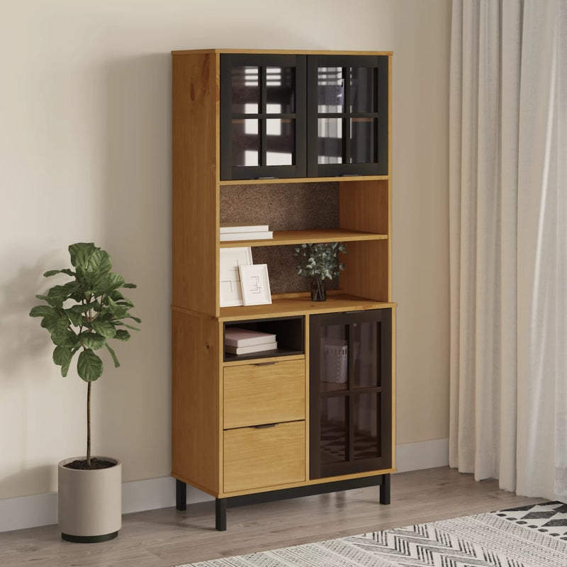 Highboard_with_Glass_Doors_FLAM_80x40x180_cm_Solid_Wood_Pine_IMAGE_1