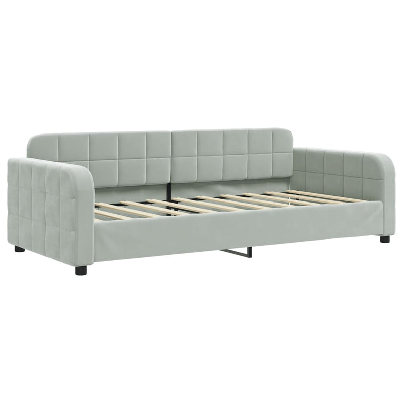 Daybed with Trundle and Drawers Light Grey 92x187 cm Single Size Velvet