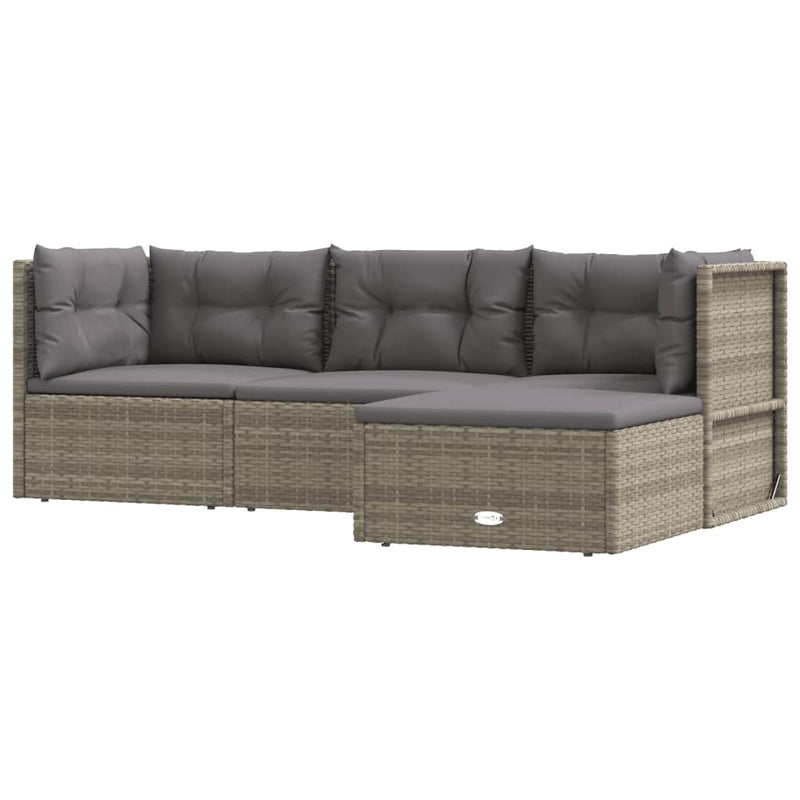 4_Piece_Garden_Lounge_Set_with_Cushions_Grey_Poly_Rattan_IMAGE_2_EAN:8720845648534
