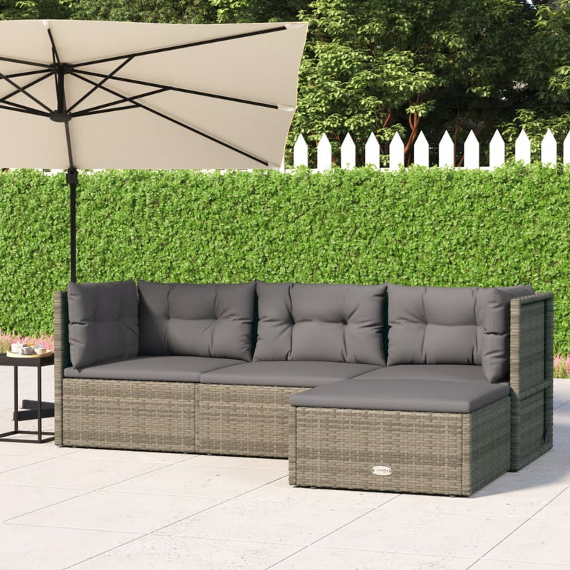 4_Piece_Garden_Lounge_Set_with_Cushions_Grey_Poly_Rattan_IMAGE_1_EAN:8720845648534