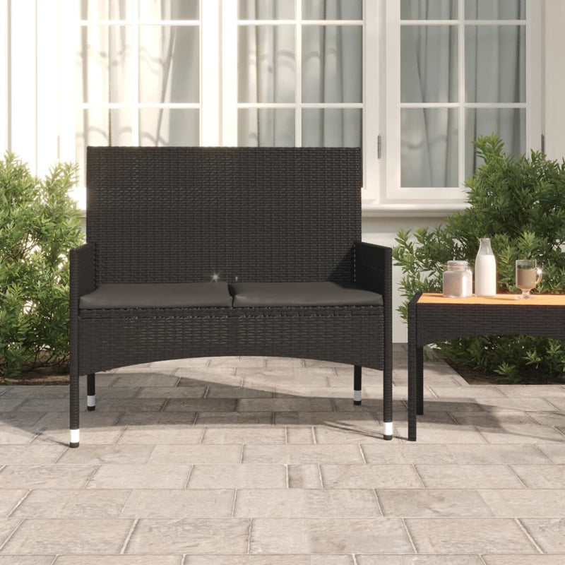 2-Seater_Garden_Bench_with_Cushions_Black_Poly_Rattan_IMAGE_1