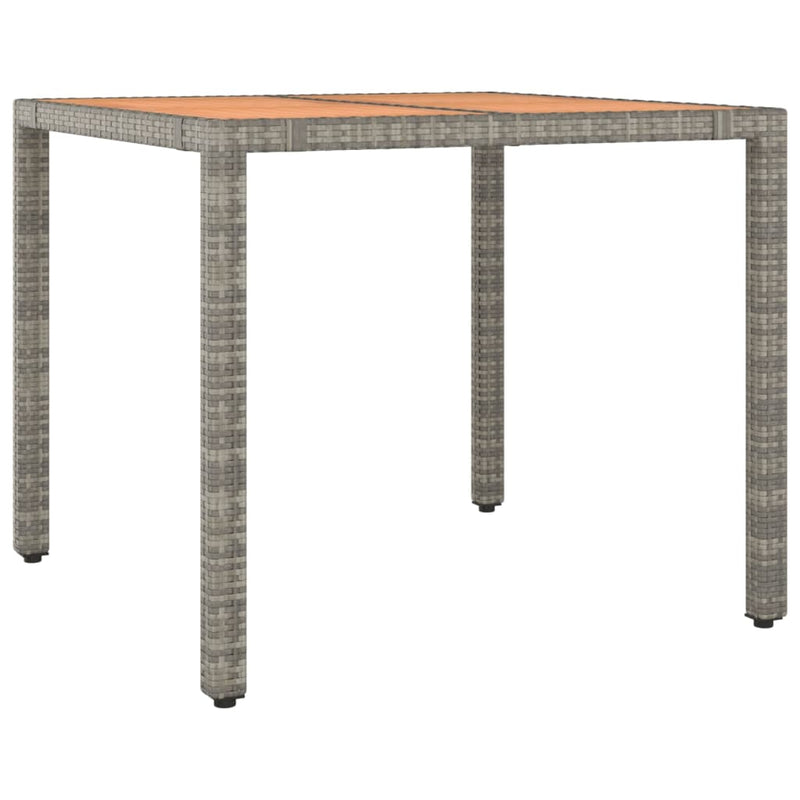 Garden Table with Wooden Top Grey Poly Rattan&Solid Wood Acacia
