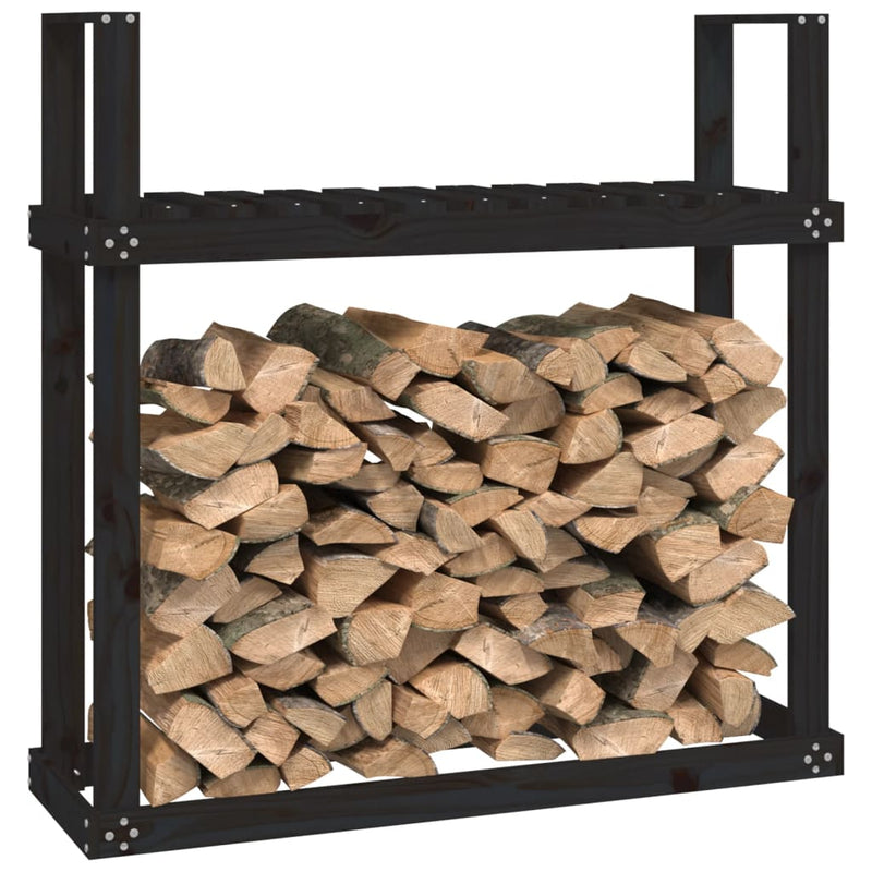 Firewood Rack Black 110x35x108.5 cm Solid Wood Pine