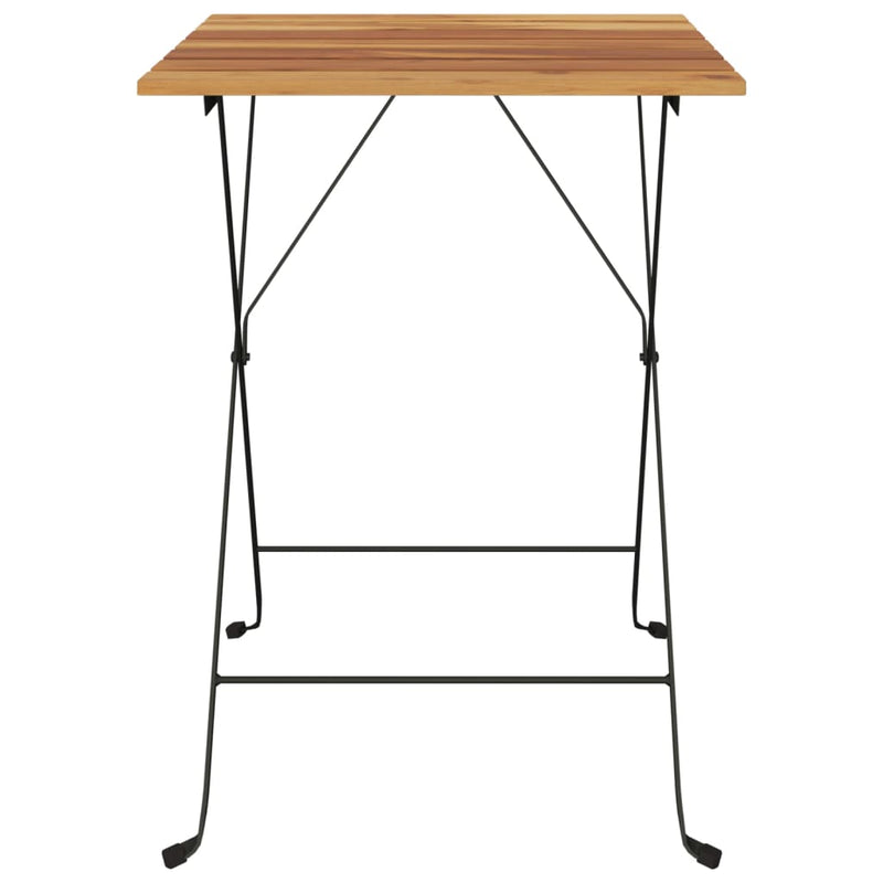 Folding Bistro Table 55x54x71 cm Solid Wood Teak and Steel