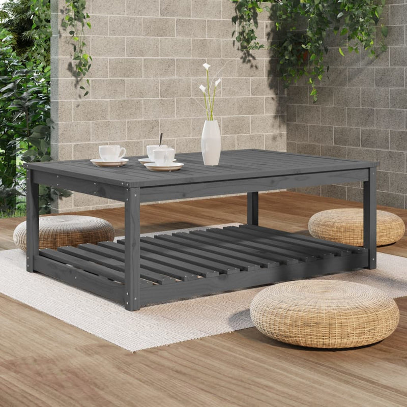 Garden Table Grey 121x82.5x45 cm Solid Wood Pine