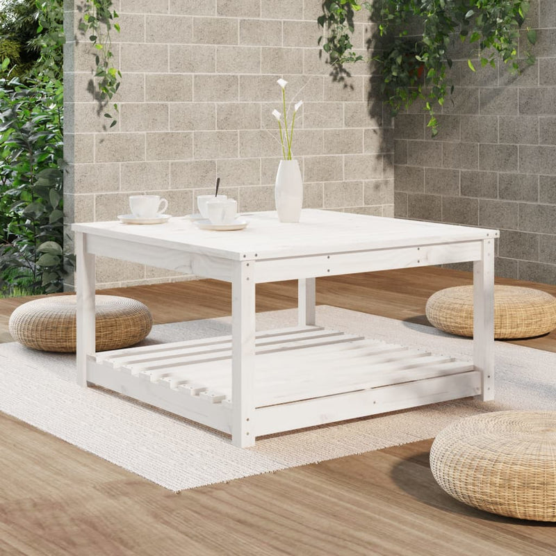 Garden Table White 82.5x82.5x45 cm Solid Wood Pine