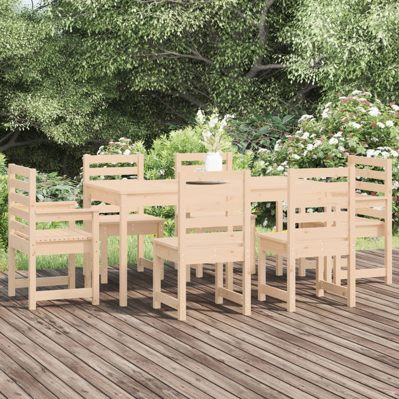 7 Piece Garden Dining Set Solid Wood Pine