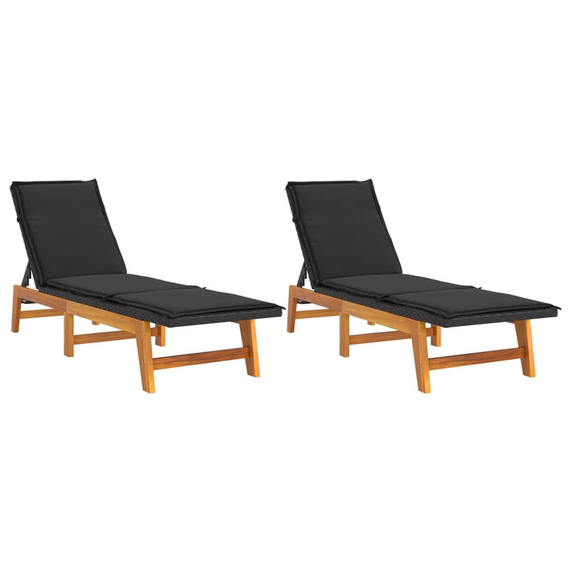Sun_Loungers_with_Cushions_2_pcs_Poly_Rattan&Solid_Wood_Acacia_IMAGE_2_EAN:8720845717766