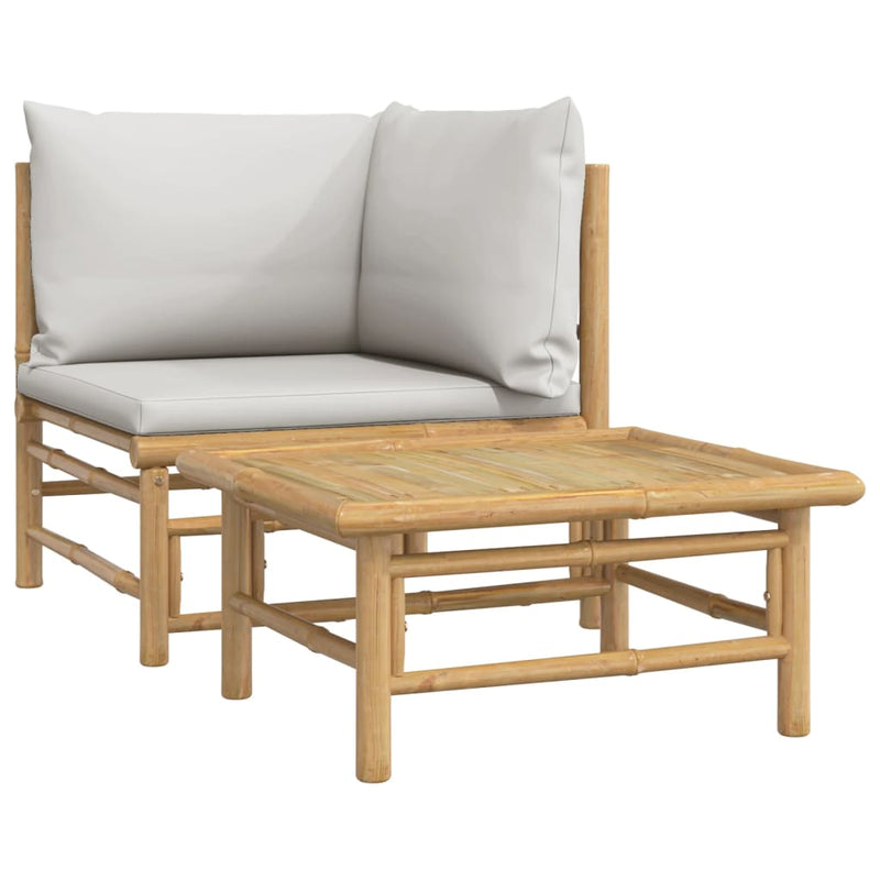 2_Piece_Garden_Lounge_Set_with_Light_Grey_Cushions_Bamboo_IMAGE_2_EAN:8720845725419