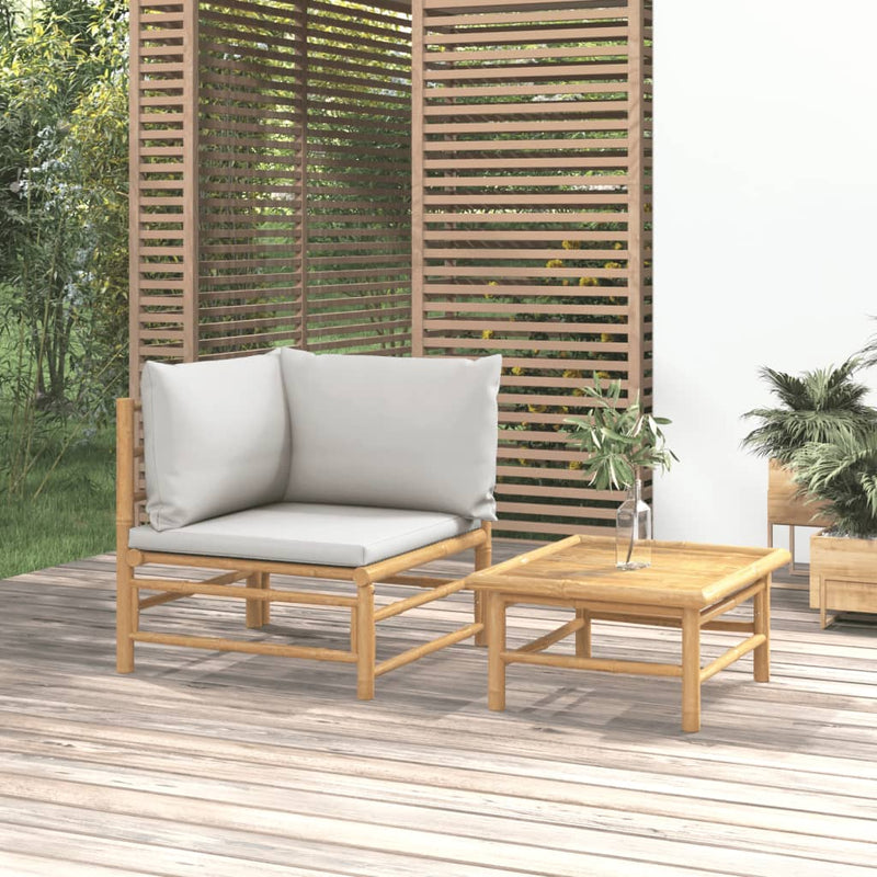 2_Piece_Garden_Lounge_Set_with_Light_Grey_Cushions_Bamboo_IMAGE_1_EAN:8720845725419
