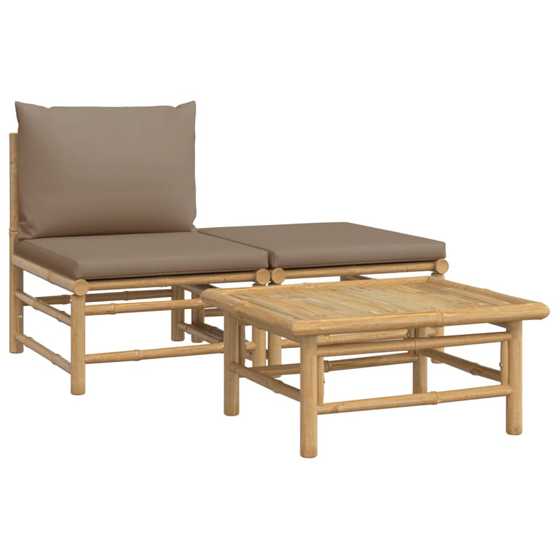 3_Piece_Garden_Lounge_Set_with_Taupe_Cushions_Bamboo_IMAGE_2_EAN:8720845725471