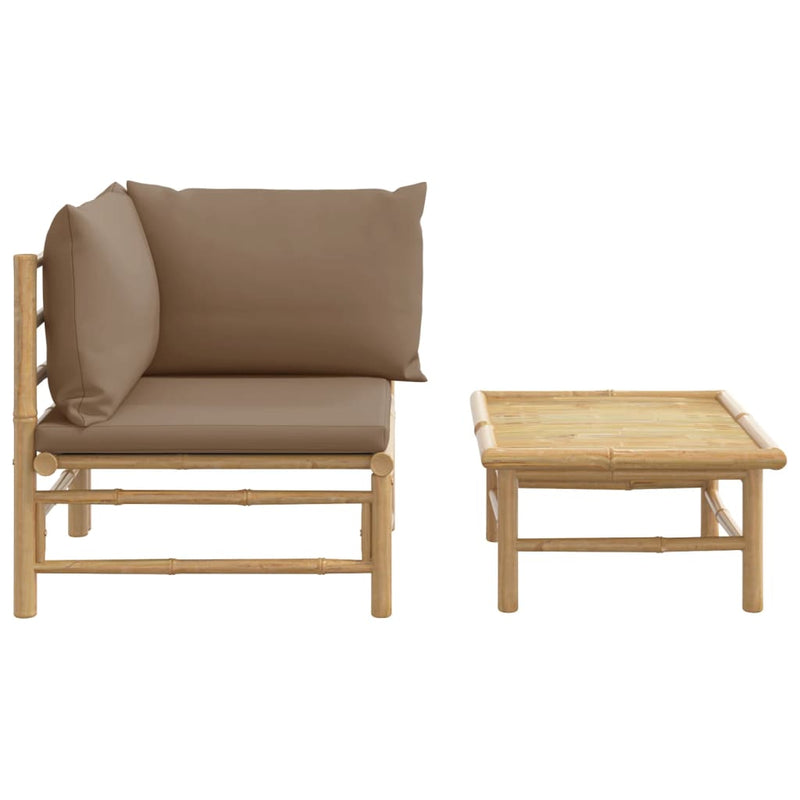 2_Piece_Garden_Lounge_Set_with_Taupe_Cushions_Bamboo_IMAGE_3_EAN:8720845725495