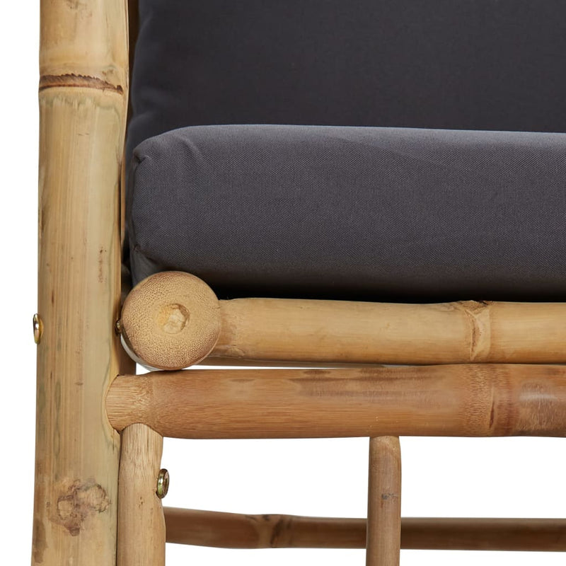 Garden Sofa with Dark Grey Cushions Bamboo