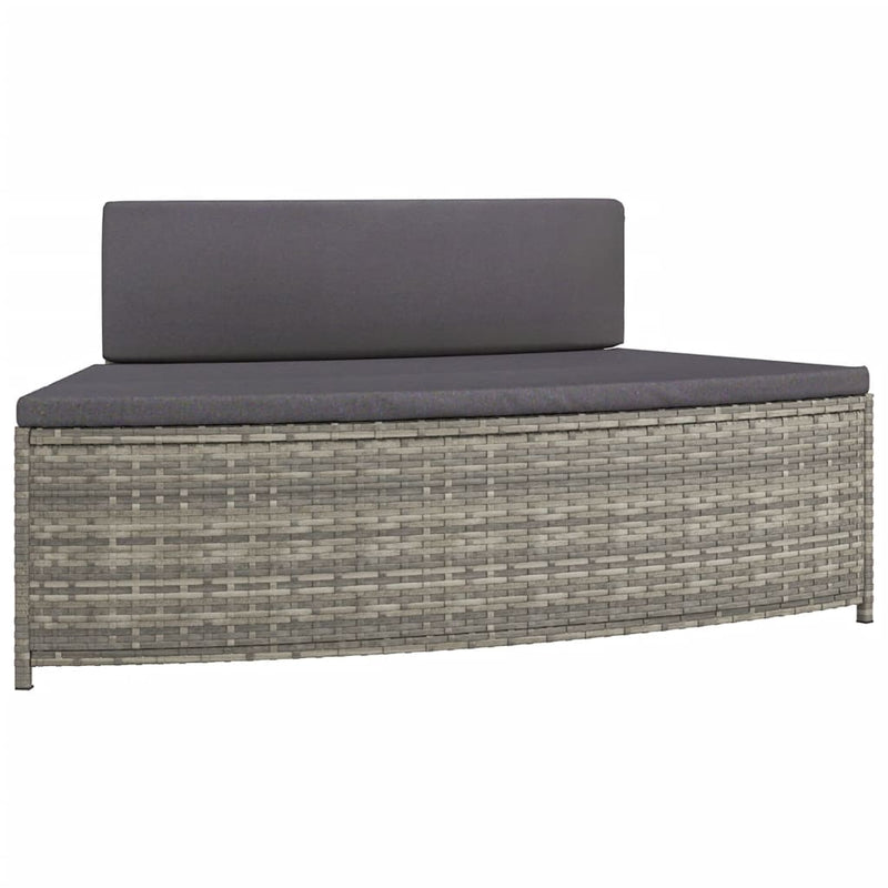 Spa Benches with Cushions 2 pcs Grey Poly Rattan