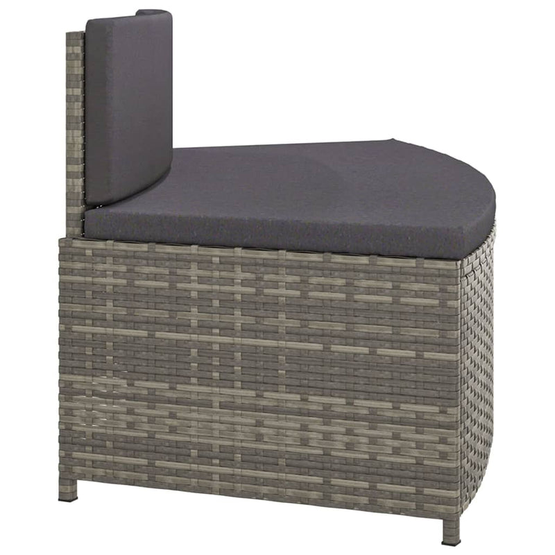 Spa Benches with Cushions 2 pcs Grey Poly Rattan