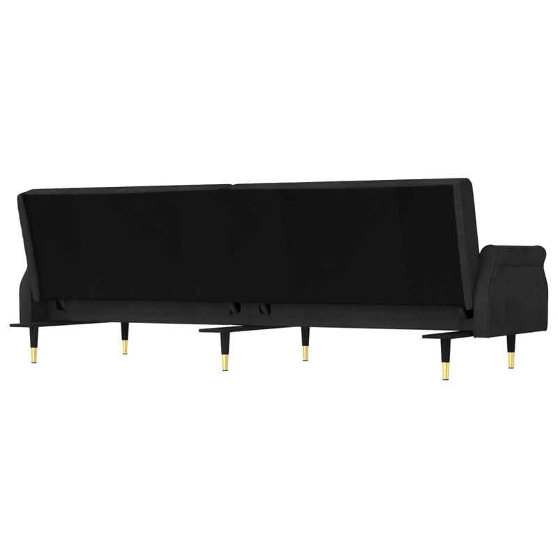 Sofa Bed with Cushions Black Velvet