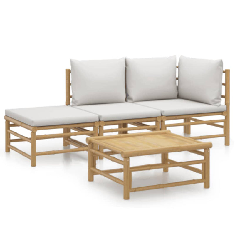4_Piece_Garden_Lounge_Set_with_Light_Grey_Cushions_Bamboo_IMAGE_2_EAN:8720845744083