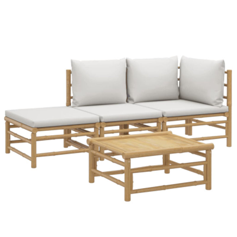 4_Piece_Garden_Lounge_Set_with_Light_Grey_Cushions_Bamboo_IMAGE_3_EAN:8720845744083