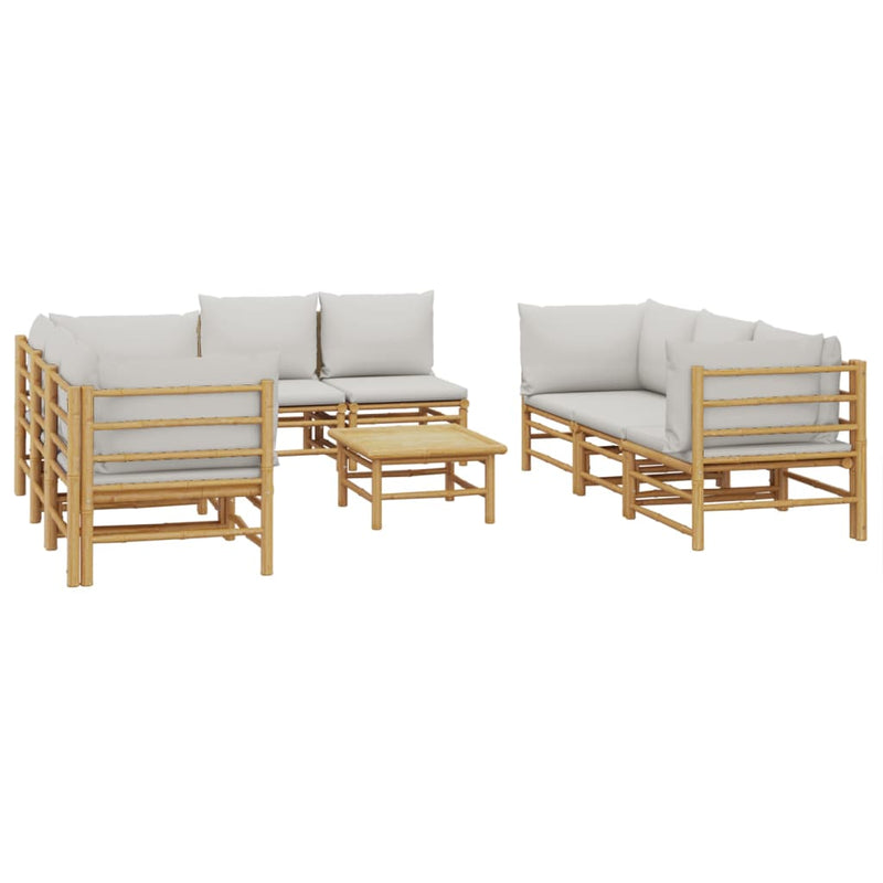 9_Piece_Garden_Lounge_Set_with_Light_Grey_Cushions_Bamboo_IMAGE_3_EAN:8720845744199