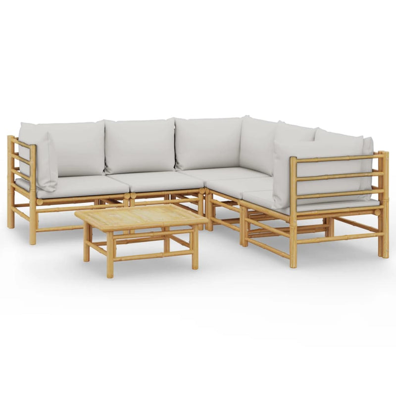 6_Piece_Garden_Lounge_Set_with_Light_Grey_Cushions_Bamboo_IMAGE_2_EAN:8720845744205