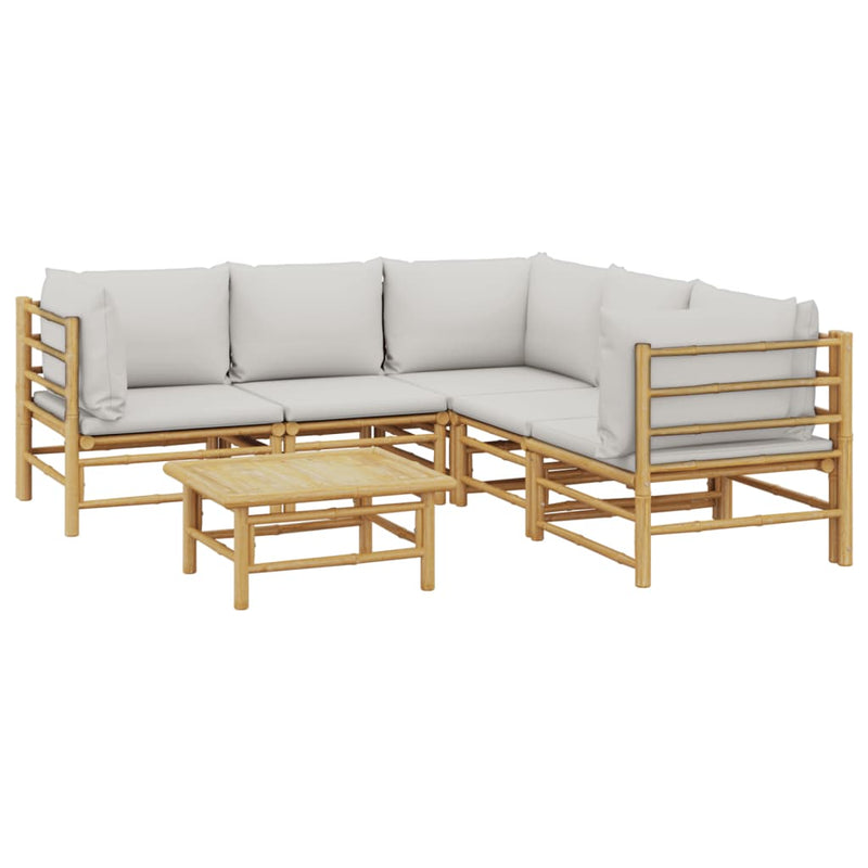 6_Piece_Garden_Lounge_Set_with_Light_Grey_Cushions_Bamboo_IMAGE_3_EAN:8720845744205