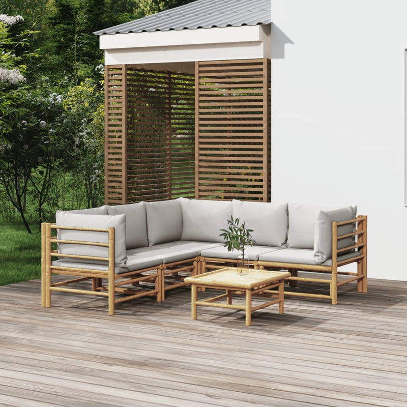 6_Piece_Garden_Lounge_Set_with_Light_Grey_Cushions_Bamboo_IMAGE_1_EAN:8720845744205