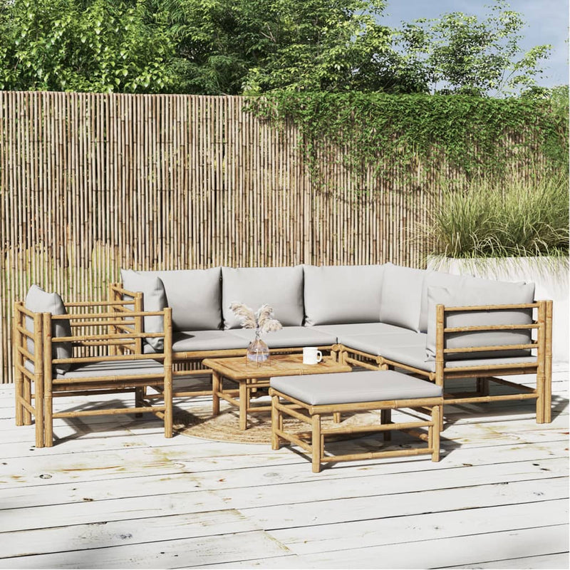 8_Piece_Garden_Lounge_Set_with_Light_Grey_Cushions_Bamboo_IMAGE_1_EAN:8720845744229