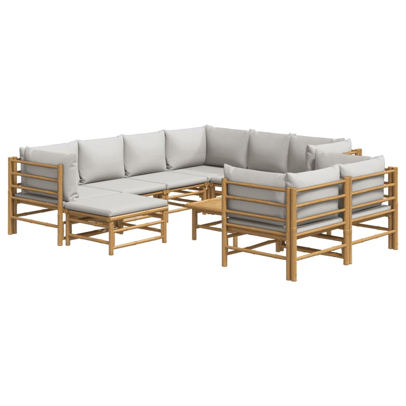 10_Piece_Garden_Lounge_Set_with_Light_Grey_Cushions_Bamboo_IMAGE_3_EAN:8720845744243