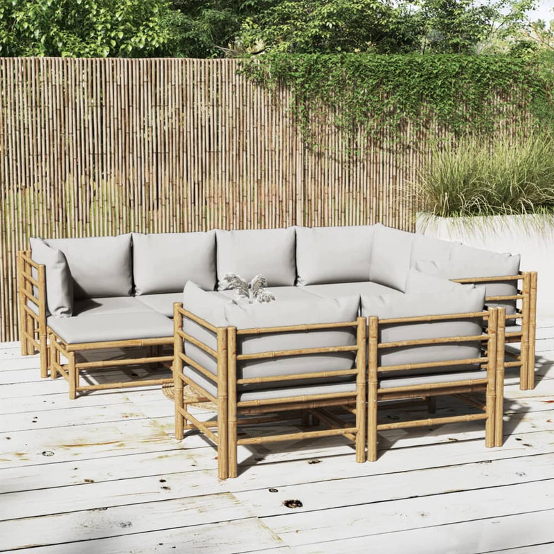 10_Piece_Garden_Lounge_Set_with_Light_Grey_Cushions_Bamboo_IMAGE_1_EAN:8720845744243