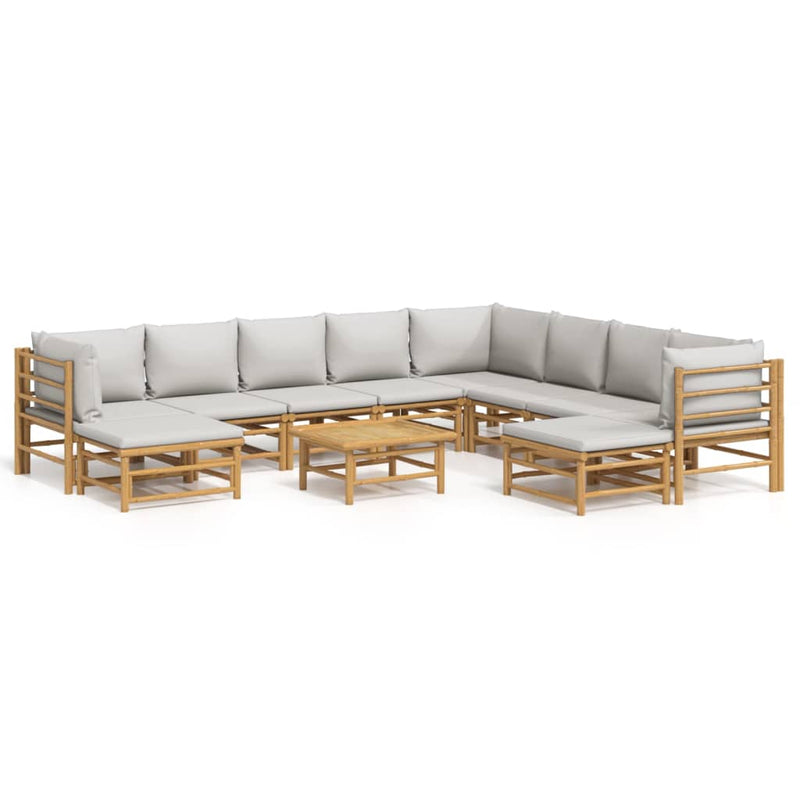 11_Piece_Garden_Lounge_Set_with_Light_Grey_Cushions_Bamboo_IMAGE_2_EAN:8720845744250