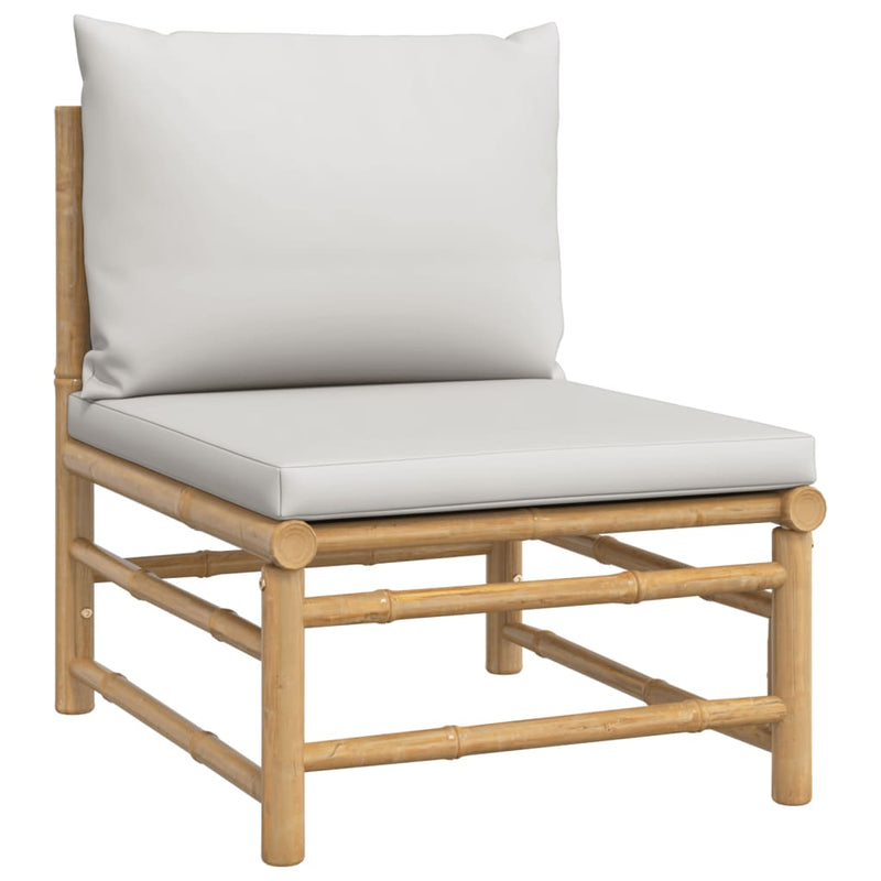 12 Piece Garden Lounge Set with Light Grey Cushions Bamboo