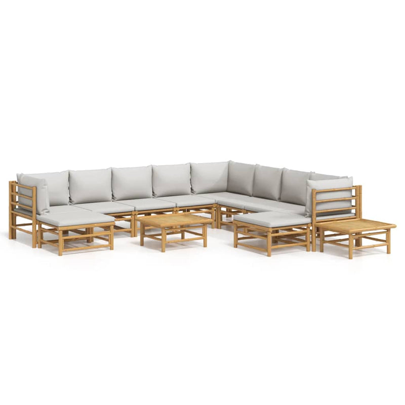 12_Piece_Garden_Lounge_Set_with_Light_Grey_Cushions_Bamboo_IMAGE_2_EAN:8720845744274