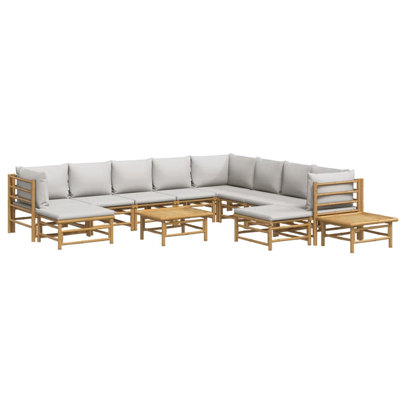 12_Piece_Garden_Lounge_Set_with_Light_Grey_Cushions_Bamboo_IMAGE_3_EAN:8720845744274