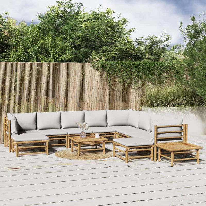 12_Piece_Garden_Lounge_Set_with_Light_Grey_Cushions_Bamboo_IMAGE_1_EAN:8720845744274