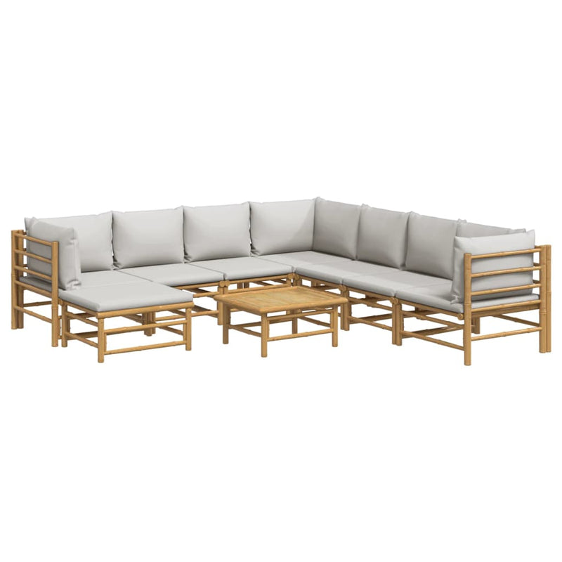9_Piece_Garden_Lounge_Set_with_Light_Grey_Cushions_Bamboo_IMAGE_3_EAN:8720845744281