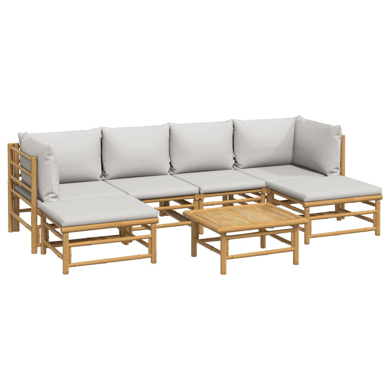 7_Piece_Garden_Lounge_Set_with_Light_Grey_Cushions_Bamboo_IMAGE_3_EAN:8720845744298
