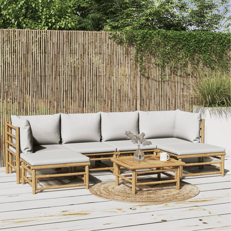 7_Piece_Garden_Lounge_Set_with_Light_Grey_Cushions_Bamboo_IMAGE_1_EAN:8720845744298