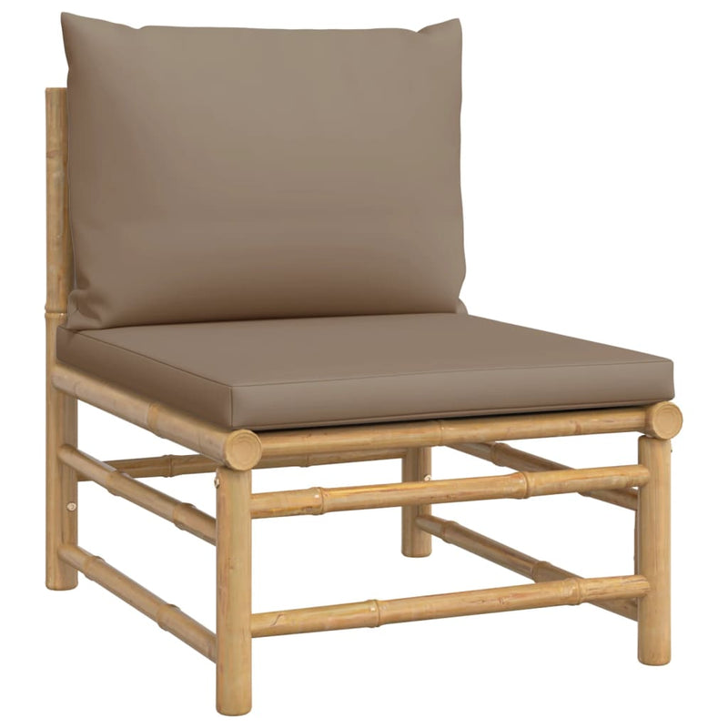4 Piece Garden Lounge Set with Taupe Cushions  Bamboo