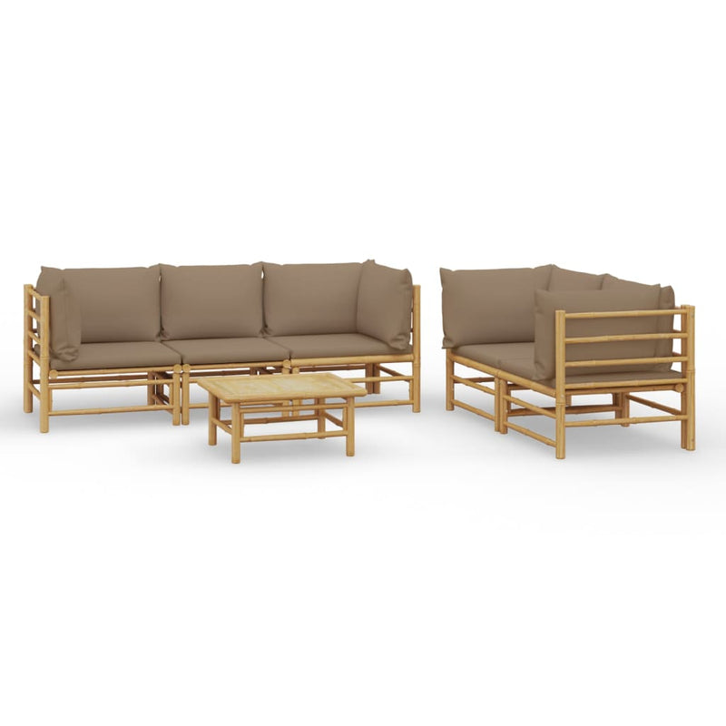6_Piece_Garden_Lounge_Set_with_Taupe_Cushions__Bamboo_IMAGE_2_EAN:8720845744502