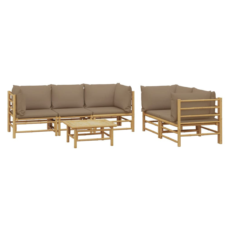 6_Piece_Garden_Lounge_Set_with_Taupe_Cushions__Bamboo_IMAGE_3_EAN:8720845744502