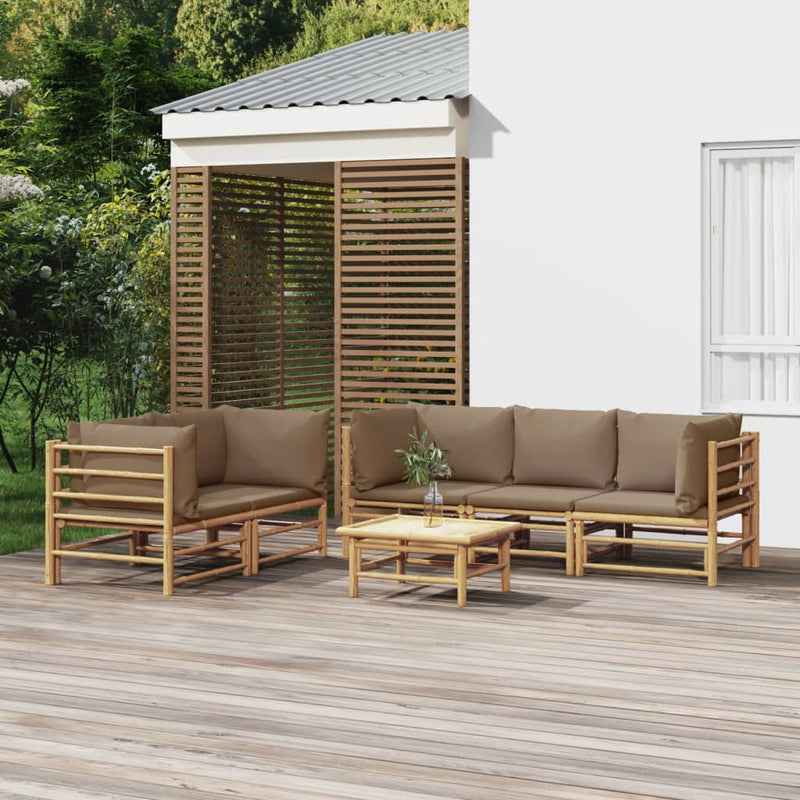 6_Piece_Garden_Lounge_Set_with_Taupe_Cushions__Bamboo_IMAGE_1_EAN:8720845744502