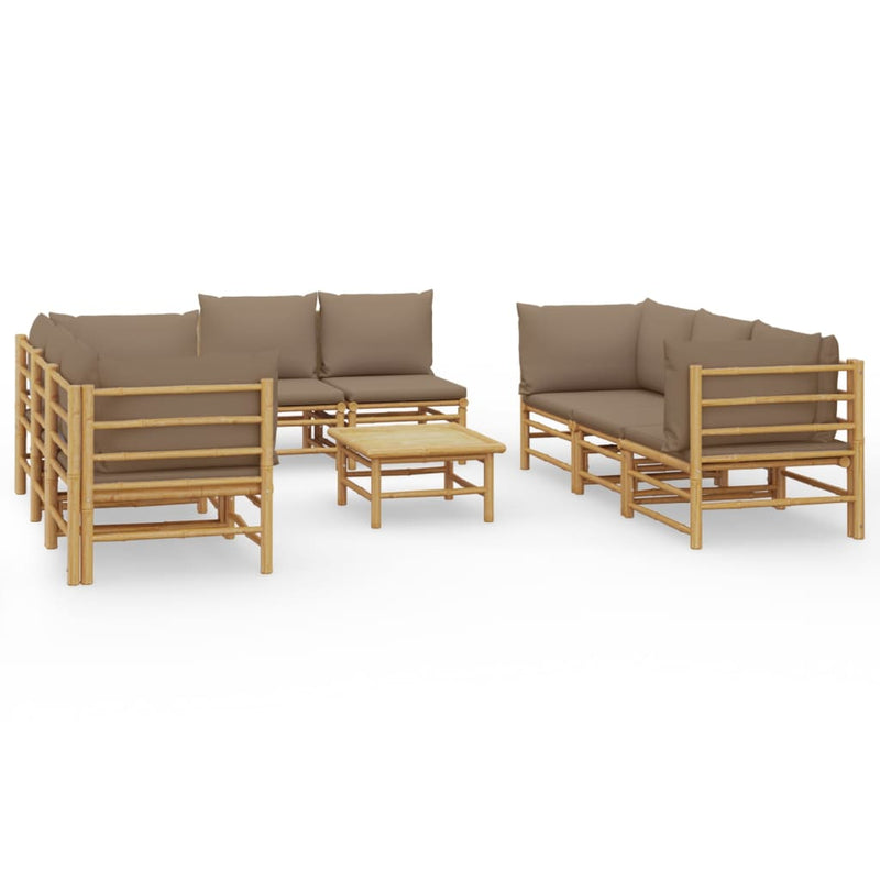 9_Piece_Garden_Lounge_Set_with_Taupe_Cushions__Bamboo_IMAGE_2_EAN:8720845744519