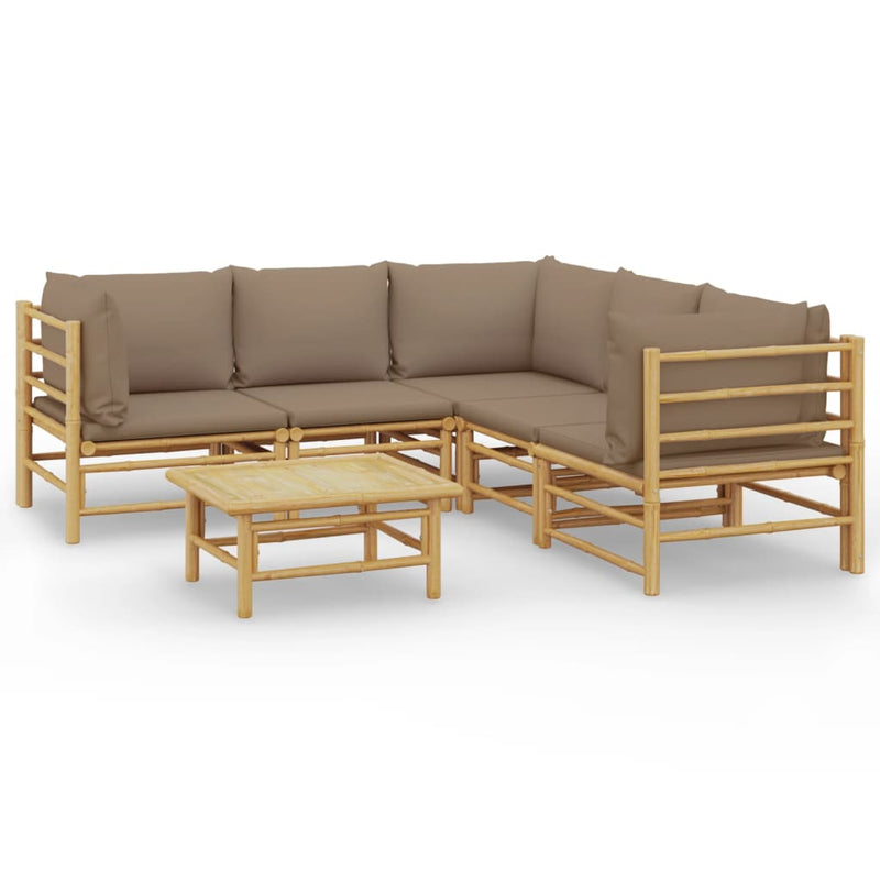 6_Piece_Garden_Lounge_Set_with_Taupe_Cushions__Bamboo_IMAGE_2_EAN:8720845744526