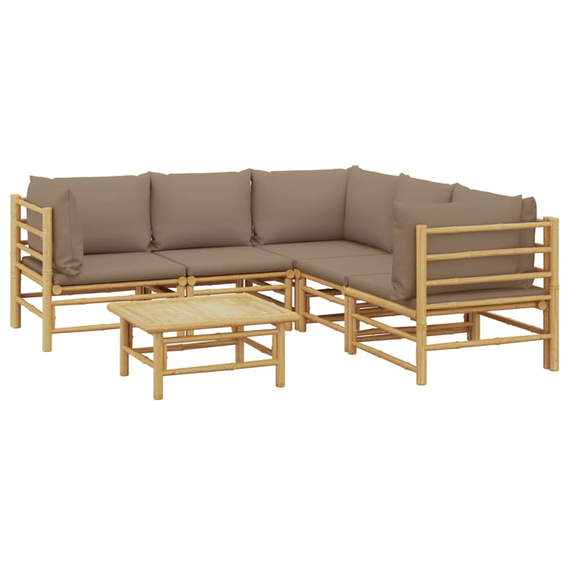 6_Piece_Garden_Lounge_Set_with_Taupe_Cushions__Bamboo_IMAGE_3_EAN:8720845744526