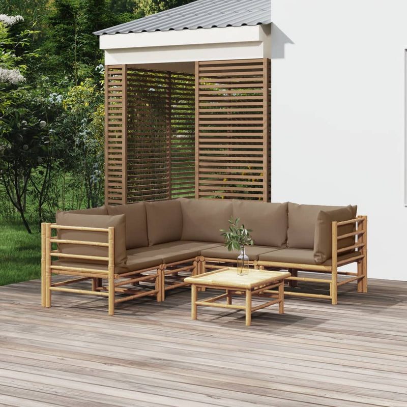 6_Piece_Garden_Lounge_Set_with_Taupe_Cushions__Bamboo_IMAGE_1_EAN:8720845744526